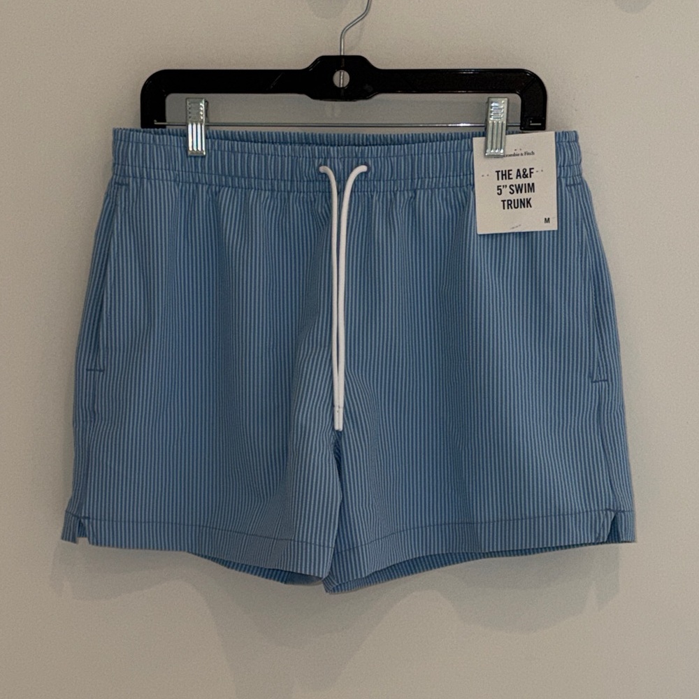 Abercrombie and Fitch Blue Striped Swim Trunks